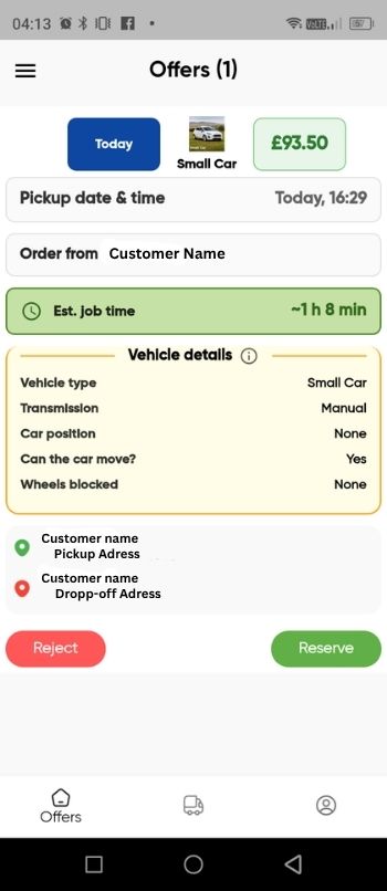 Drivers — step 2: job offers after account approval