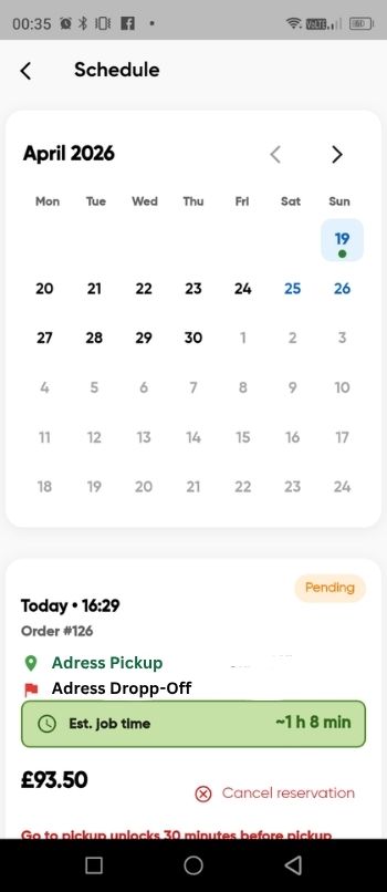 Drivers — step 4: list of your bookings